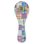 Blue Madras Plaid Print Ceramic Spoon Rest (Personalized)