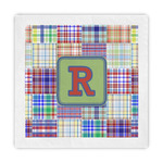 Blue Madras Plaid Print Standard Decorative Napkins (Personalized)