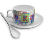 Blue Madras Plaid Print Tea Cup - Single (Personalized)