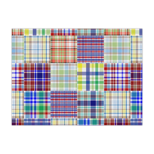 Custom Blue Madras Plaid Print Large Tissue Papers Sheets - Heavyweight