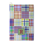 Blue Madras Plaid Print Waffle Weave Golf Towel (Personalized)