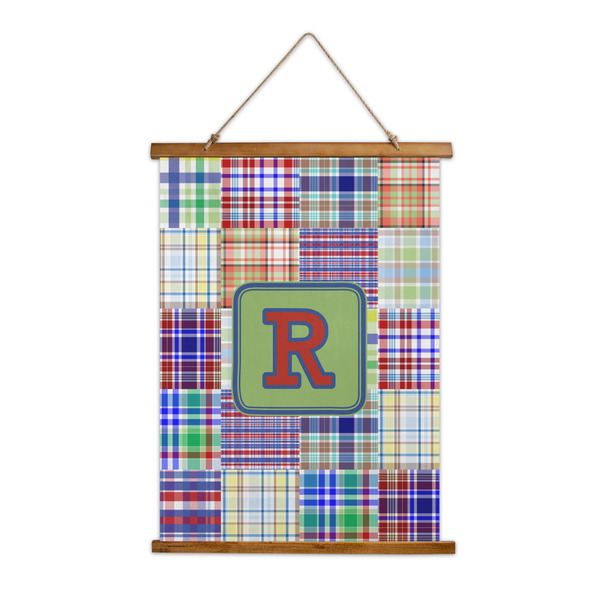 Custom Blue Madras Plaid Print Wall Hanging Tapestry (Personalized)