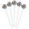 Blue Madras Plaid Print White Plastic 5.5" Stir Stick - Fan View