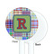 Blue Madras Plaid Print White Plastic 5.5" Stir Stick - Single Sided - Round - Front & Back