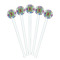 Blue Madras Plaid Print White Plastic 7" Stir Stick - Round - Fan View