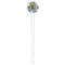 Blue Madras Plaid Print White Plastic 7" Stir Stick - Round - Single Stick