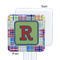 Blue Madras Plaid Print White Plastic Stir Stick - Single Sided - Square - Approval