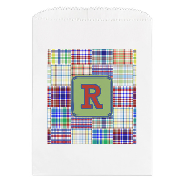 Custom Blue Madras Plaid Print Treat Bag (Personalized)