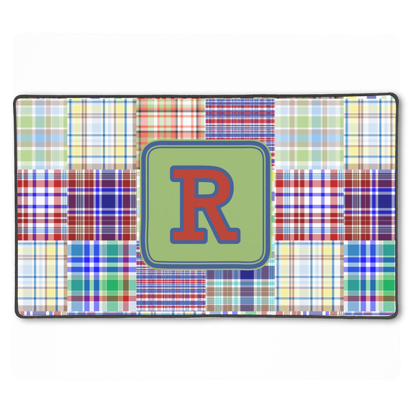 Custom Blue Madras Plaid Print XXL Gaming Mouse Pad - 24" x 14" (Personalized)