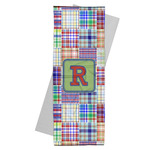 Blue Madras Plaid Print Yoga Mat Towel (Personalized)