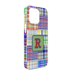 Blue Madras Plaid Print iPhone Case - Plastic - iPhone 13 (Personalized)