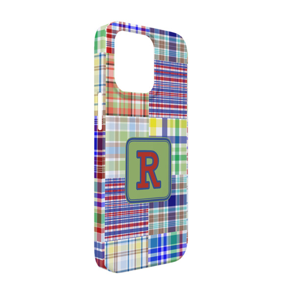 Custom Blue Madras Plaid Print iPhone Case - Plastic - iPhone 13 (Personalized)