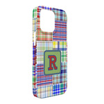 Blue Madras Plaid Print iPhone Case - Plastic - iPhone 13 Pro Max (Personalized)