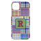 Blue Madras Plaid Print iPhone 14 Plus Case - Back