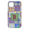 Blue Madras Plaid Print iPhone 14 Plus Tough Case - Back