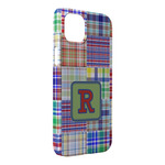 Blue Madras Plaid Print iPhone Case - Plastic - iPhone 14 Pro Max (Personalized)