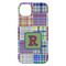 Blue Madras Plaid Print iPhone 14 Pro Max Case - Back