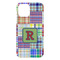 Blue Madras Plaid Print iPhone 15 Plus Case - Back