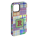 Blue Madras Plaid Print iPhone Case - Rubber Lined - iPhone 15 Pro Max (Personalized)
