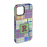 Blue Madras Plaid Print iPhone Case - Rubber Lined - iPhone 15 Pro (Personalized)