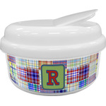 Blue Madras Plaid Print Snack Container (Personalized)