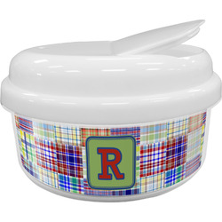 Blue Madras Plaid Print Snack Container (Personalized)