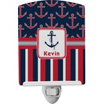 Nautical Anchors & Stripes Ceramic Night Light (Personalized)