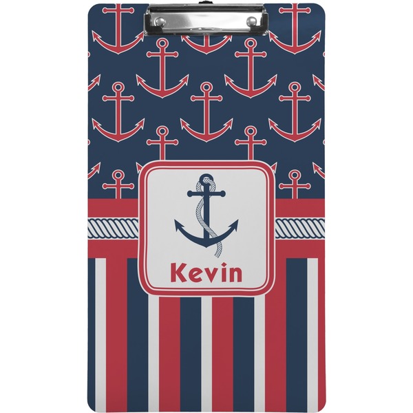 Custom Nautical Anchors & Stripes Clipboard (Legal Size) (Personalized)