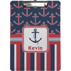 Nautical Anchors & Stripes Clipboard (Letter Size) (Personalized)