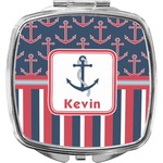 Nautical Anchors & Stripes Compact Makeup Mirror (Personalized)