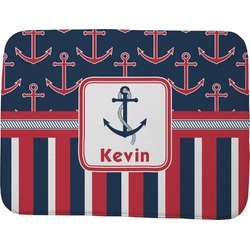 Nautical Anchors & Stripes Memory Foam Bath Mat - 48"x36" (Personalized)