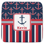 Nautical Anchors & Stripes Memory Foam Bath Mat - 48"x48" (Personalized)