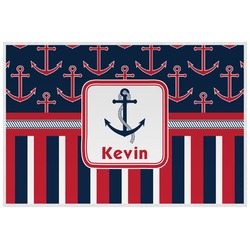Nautical Anchors & Stripes Laminated Placemat w/ Name or Text