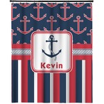 Nautical Anchors & Stripes Extra Long Shower Curtain - 70"x84" (Personalized)