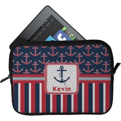 Nautical Anchors & Stripes Tablet Case / Sleeve - Small (Personalized)