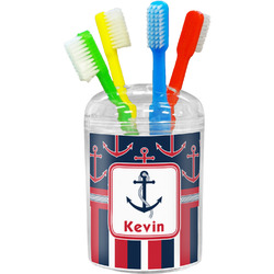 Nautical Anchors & Stripes Toothbrush Holder (Personalized)