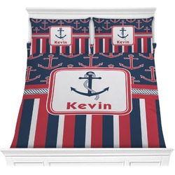 Nautical Anchors & Stripes Comforter Set - Full / Queen (Personalized)