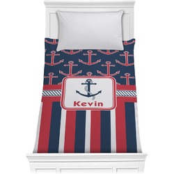 Nautical Anchors & Stripes Comforter - Twin (Personalized)