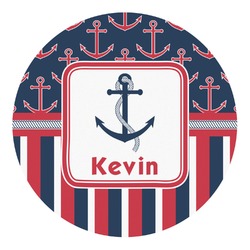 Nautical Anchors & Stripes Round Decal - Large (Personalized)