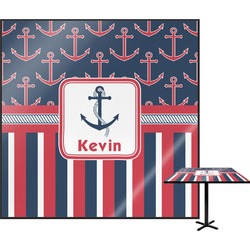 Nautical Anchors & Stripes Square Table Top - 30" (Personalized)