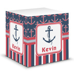 Nautical Anchors & Stripes Sticky Note Cube (Personalized)