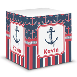 Nautical Anchors & Stripes Sticky Note Cube (Personalized)