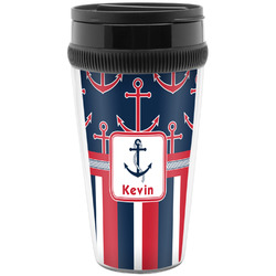 Nautical Anchors & Stripes Acrylic Travel Mug without Handle (Personalized)
