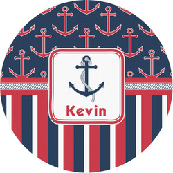 Nautical Anchors & Stripes Multipurpose Round Labels - 1" (Personalized)