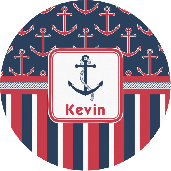 Custom Nautical Anchors & Stripes Multipurpose Round Labels - 1" (Personalized)