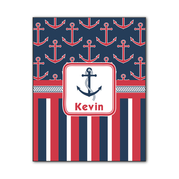 Custom Nautical Anchors & Stripes Wood Print - 11x14 (Personalized)