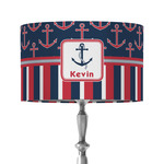 Nautical Anchors & Stripes 12" Drum Lamp Shade - Fabric (Personalized)