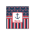 Nautical Anchors & Stripes Wood Print - 12x12 (Personalized)