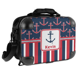 Nautical Anchors & Stripes Hard Shell Briefcase - 15" (Personalized)