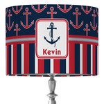 Nautical Anchors & Stripes 16" Drum Lamp Shade - Fabric (Personalized)